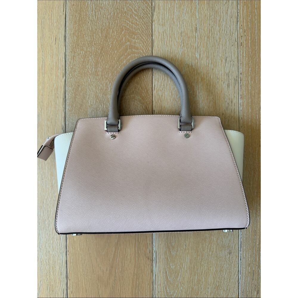 Michael Kors Selma Satchel Blush Pink Colorblock Saffiano Leather Like New - Picture 3 of 10